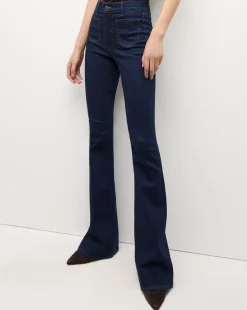 Veronica Beard Jeans*Beverly Patch-Pocket Skinny-Flare Jean in Rodeo Clean RodeoClean