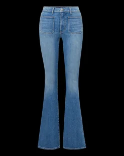 Veronica Beard Jeans*Beverly Patch-Pocket Skinny-Flare Jean in Seawater Stone SeawaterStone