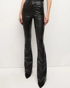 Veronica Beard Jeans|Pants*Beverly Vegan Leather Skinny-Flare Pant in Black