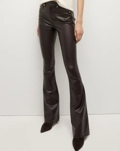 Veronica Beard Jeans|Pants*Beverly Vegan Leather Skinny-Flare Pant in Dark Chocolate DarkChocolate