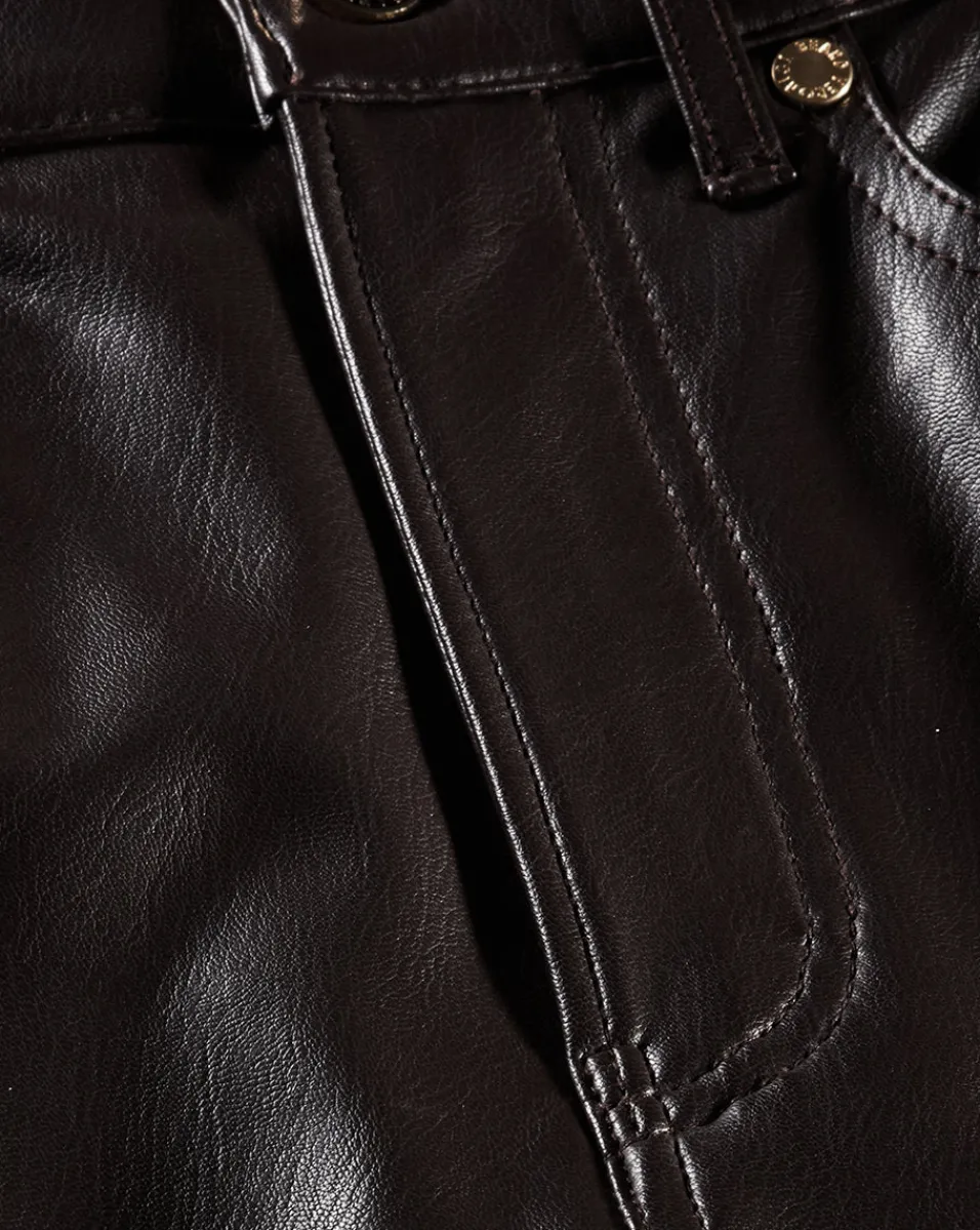 Veronica Beard Jeans|Pants*Beverly Vegan Leather Skinny-Flare Pant in Dark Chocolate DarkChocolate