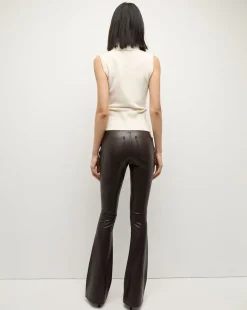 Veronica Beard Jeans|Pants*Beverly Vegan Leather Skinny-Flare Pant in Dark Chocolate DarkChocolate