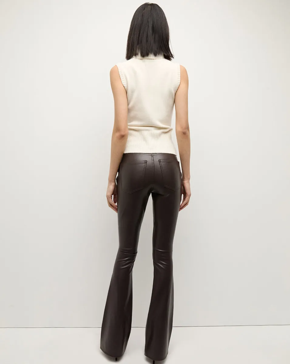 Veronica Beard Jeans|Pants*Beverly Vegan Leather Skinny-Flare Pant in Dark Chocolate DarkChocolate
