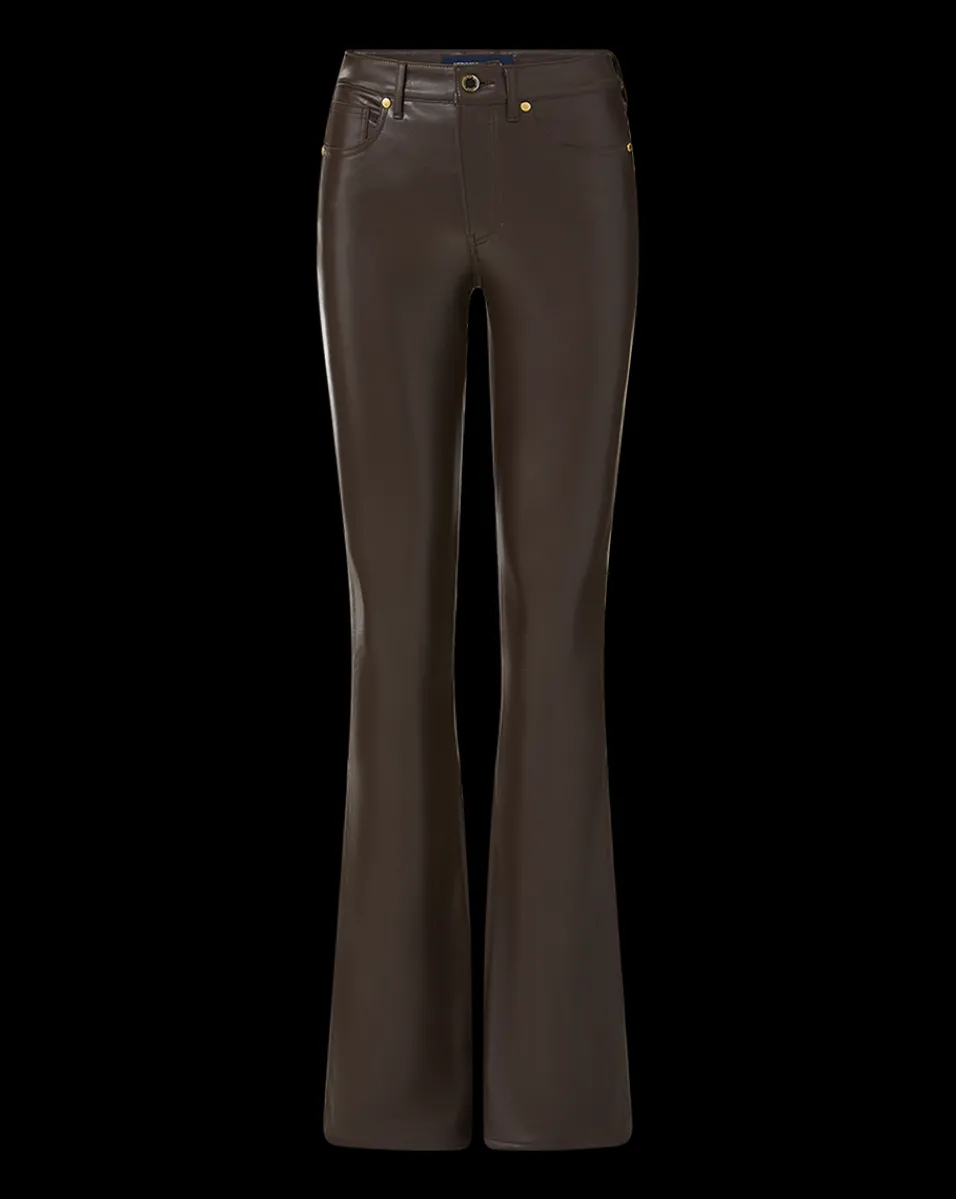 Veronica Beard Jeans|Pants*Beverly Vegan Leather Skinny-Flare Pant in Dark Chocolate DarkChocolate