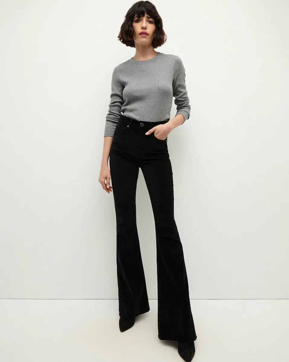 Veronica Beard Jeans|Party Dressing*Beverly Velvet Skinny-Flare Jean in Black