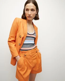 Veronica Beard Jackets & Outerwear*Bexley Stretch-Linen Dickey Jacket in Orange