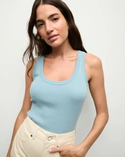 Veronica Beard Tops*Birke Scoop-Neck Tank Top in Light Blue SeaGlass
