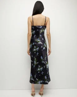 Veronica Beard Dresses*Bixie Stretch-Silk Slip Dress in Navy Multi NavyMulti