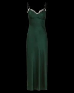 Veronica Beard Dresses|Party Dressing*Bixie Stretch-Silk Slip Midi Dress in Emerald Green Pine
