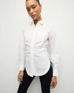 Veronica Beard Tops*Bosco Ruched Shirt in | Cinched Shirt White
