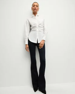 Veronica Beard Tops*Bosco Ruched Shirt in | Cinched Shirt White