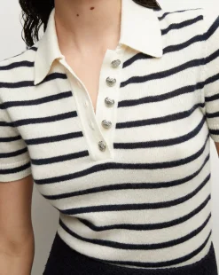 Veronica Beard Tops|Sweaters*Brandt Cashmere Polo in Ivory/Navy