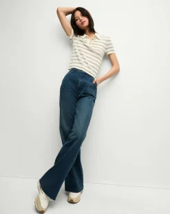 Veronica Beard Tops|Sweaters*Brandt Striped Cashmere Polo in Ivory/Heather Grey Ivory/HeatherGrey