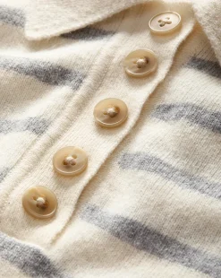 Veronica Beard Tops|Sweaters*Brandt Striped Cashmere Polo in Ivory/Heather Grey Ivory/HeatherGrey