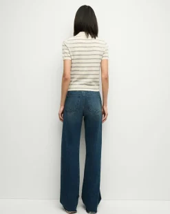 Veronica Beard Tops|Sweaters*Brandt Striped Cashmere Polo in Ivory/Heather Grey Ivory/HeatherGrey