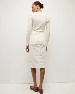 Veronica Beard Skirts & Shorts*Breves Corduroy Midi Skirt in Ecru