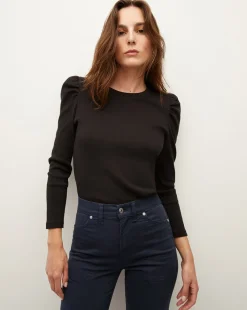 Veronica Beard Tops*Britney Puff-Sleeved Top Black