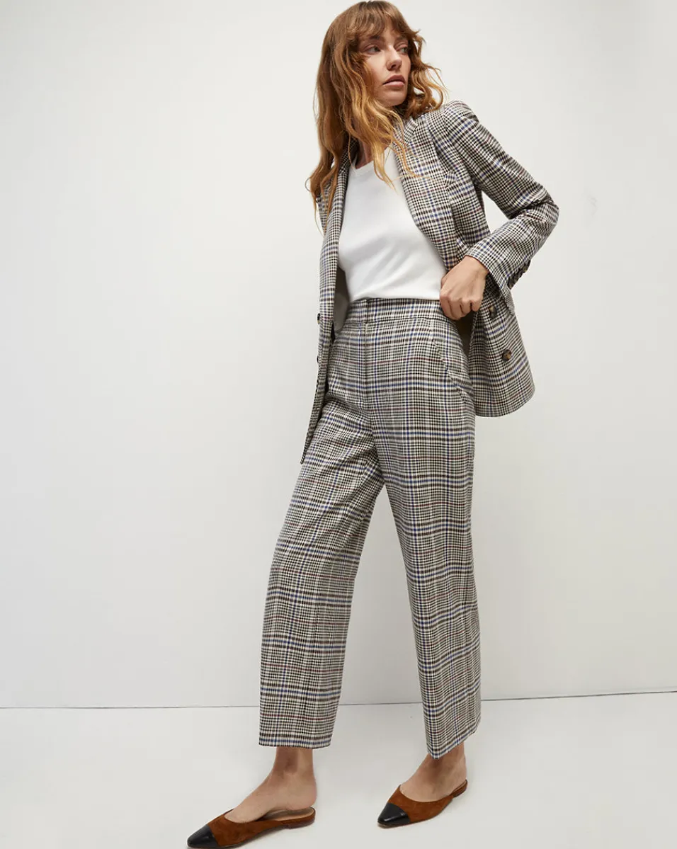 Veronica Beard Pants*Brixton Plaid Wide-Leg Cropped Pant Multi