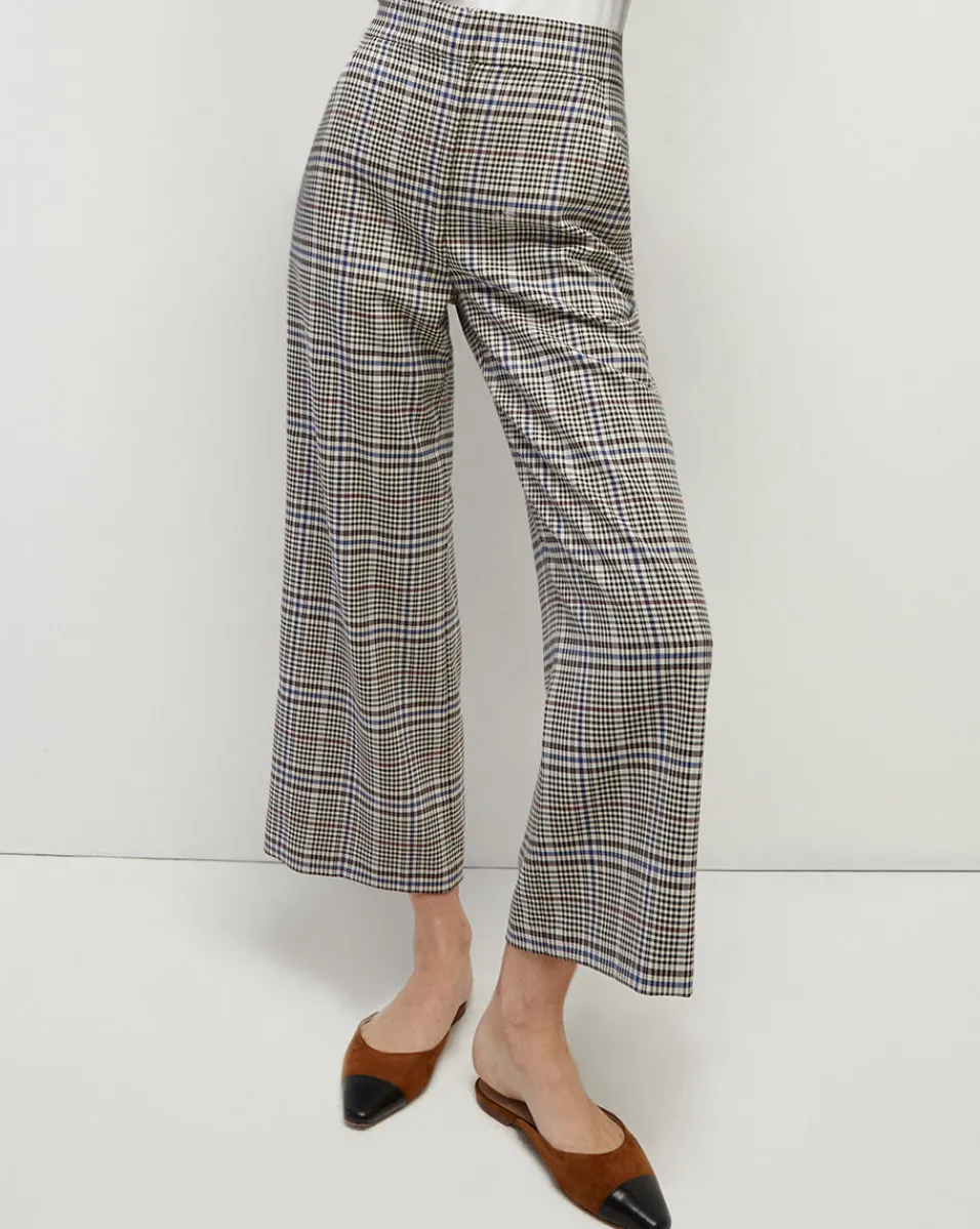 Veronica Beard Pants*Brixton Plaid Wide-Leg Cropped Pant Multi