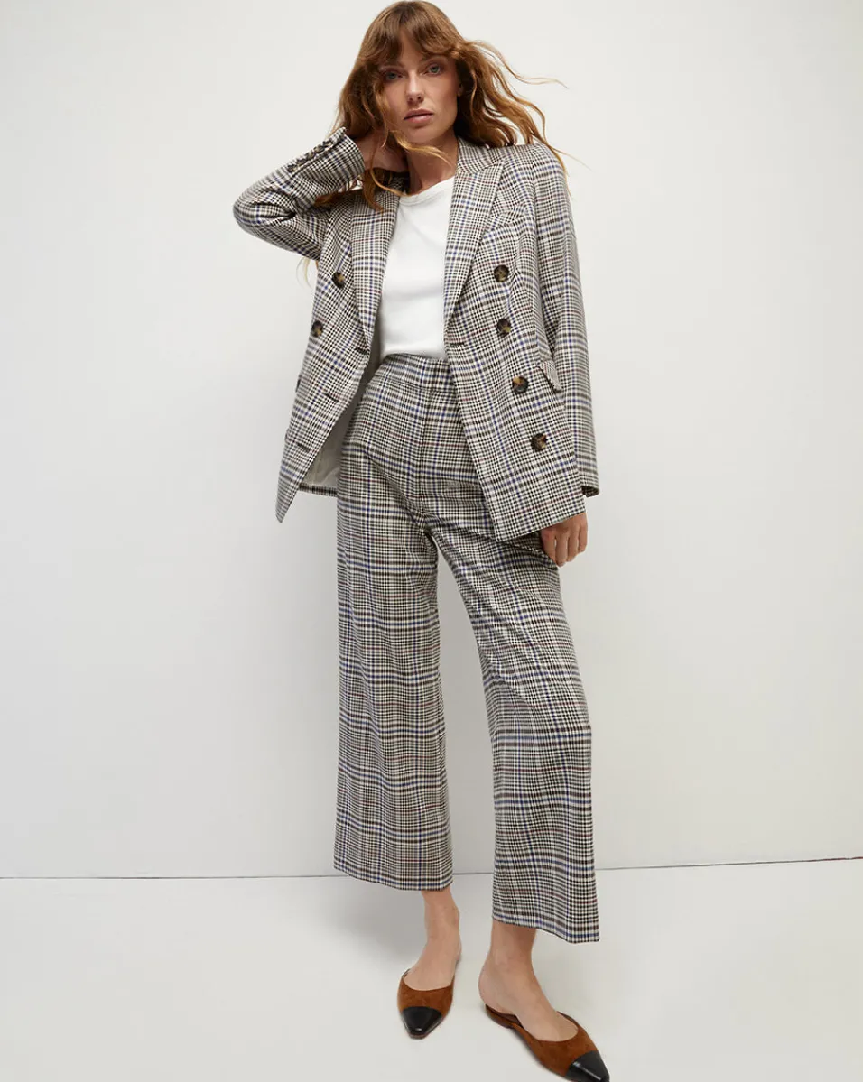 Veronica Beard Pants*Brixton Plaid Wide-Leg Cropped Pant Multi