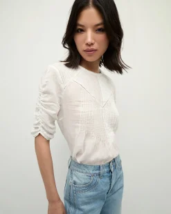 Veronica Beard Tops*Bryce Pleated Top in Off-White