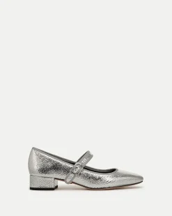 Veronica Beard Pumps*Cade Metallic Mary Jane Ballet Pump in Silver