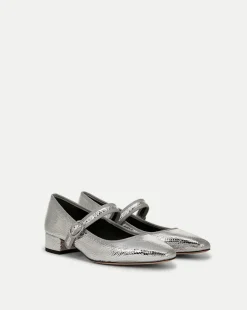Veronica Beard Pumps*Cade Metallic Mary Jane Ballet Pump in Silver