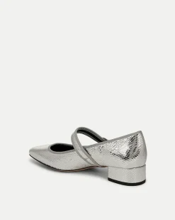 Veronica Beard Pumps*Cade Metallic Mary Jane Ballet Pump in Silver