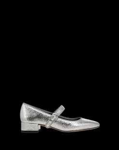 Veronica Beard Pumps*Cade Metallic Mary Jane Ballet Pump in Silver