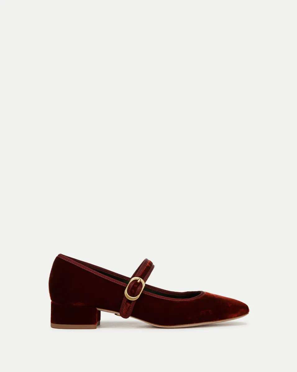 Veronica Beard Pumps*Cade Velvet Mary Jane Ballet Pump in Red