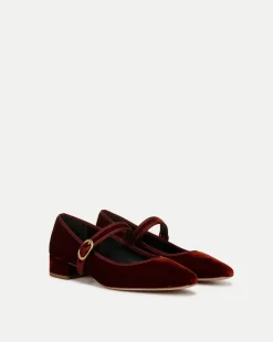 Veronica Beard Pumps*Cade Velvet Mary Jane Ballet Pump in Red