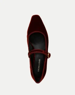 Veronica Beard Pumps*Cade Velvet Mary Jane Ballet Pump in Red