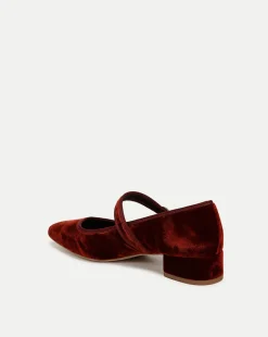 Veronica Beard Pumps*Cade Velvet Mary Jane Ballet Pump in Red