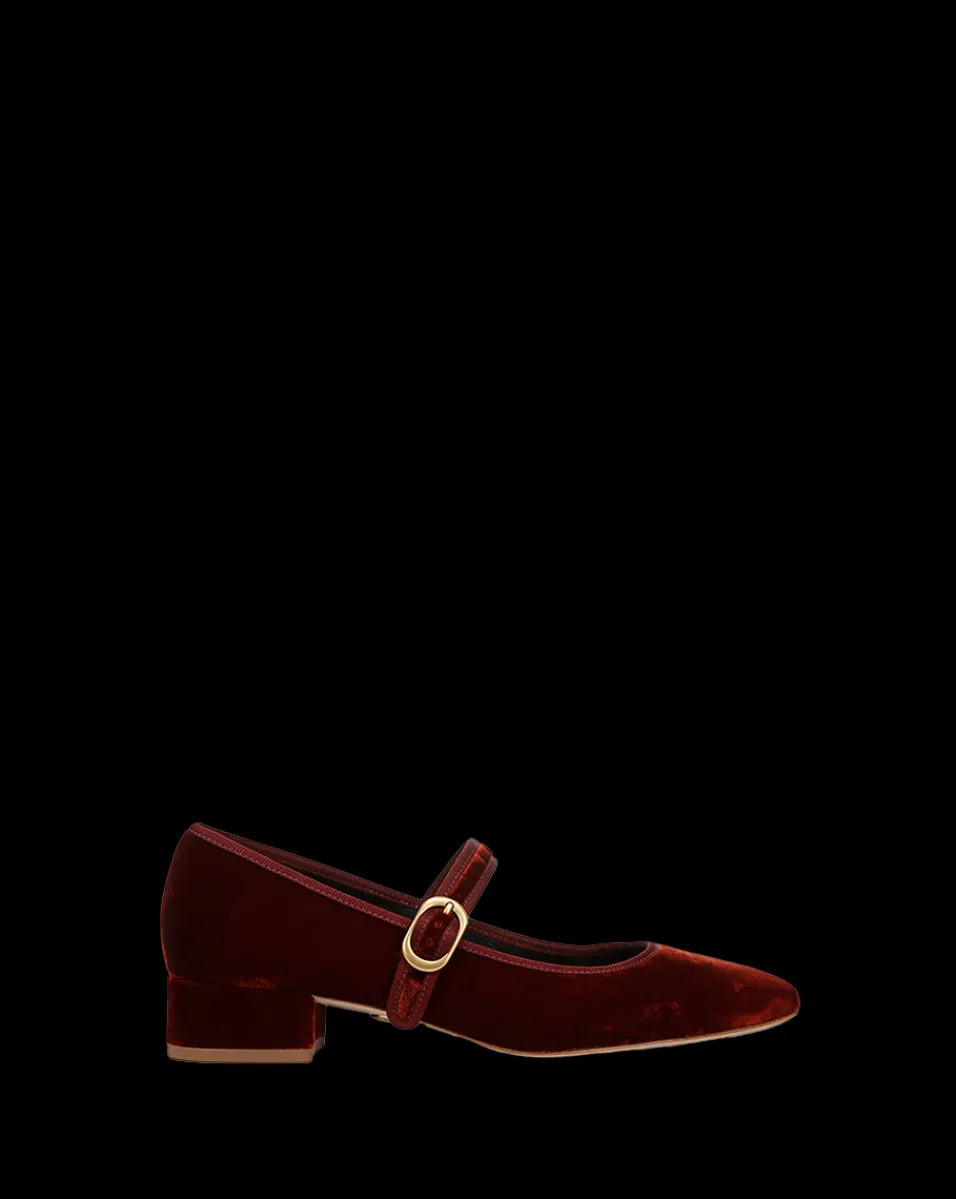 Veronica Beard Pumps*Cade Velvet Mary Jane Ballet Pump in Red