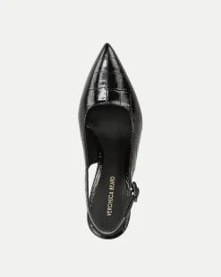 Veronica Beard Pumps|Party Dressing*Callie Croc-Embossed Slingback Pump in Black BlackCroc