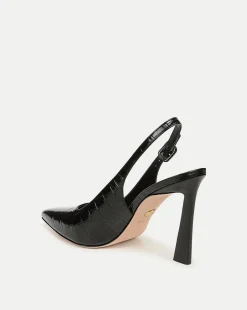Veronica Beard Pumps|Party Dressing*Callie Croc-Embossed Slingback Pump in Black BlackCroc
