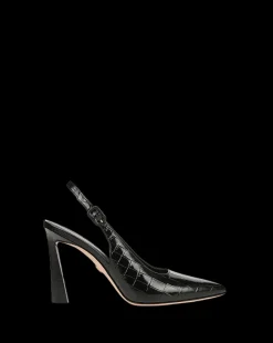 Veronica Beard Pumps|Party Dressing*Callie Croc-Embossed Slingback Pump in Black BlackCroc