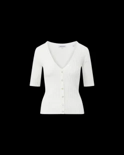 Veronica Beard Sweaters|Tops*Calliope Ribbed Cardigan in Off-White