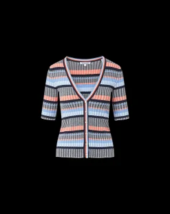 Veronica Beard Sweaters|Tops*Calliope Ribbed Cardigan in Blue Multi BlueMulti