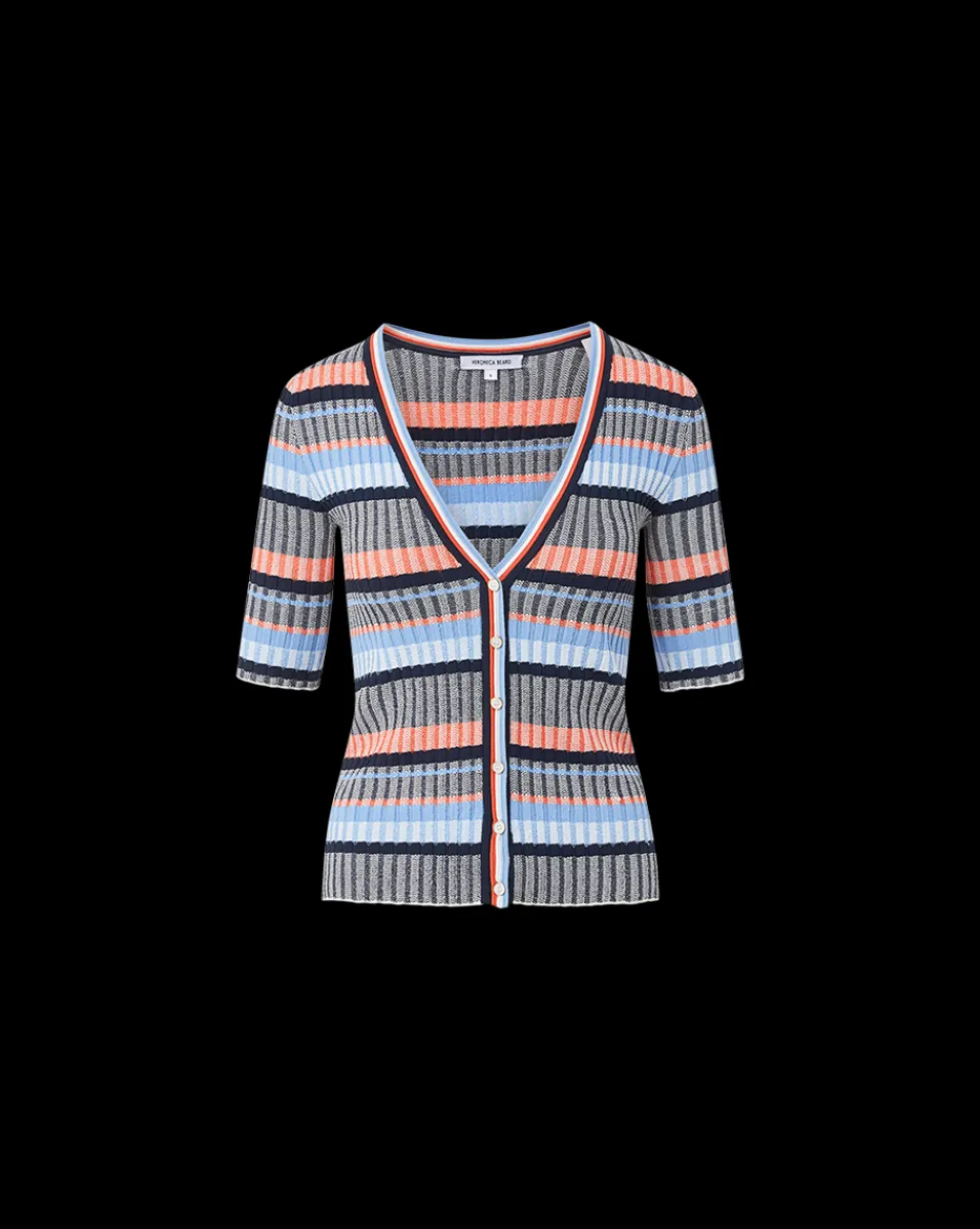 Veronica Beard Sweaters|Tops*Calliope Ribbed Cardigan in Blue Multi BlueMulti