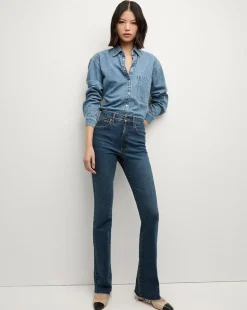Veronica Beard Jeans|The Veronicas' Favorites*Cameron Bootcut Jean with Raw Hem in Dark Blue Denim Thriller