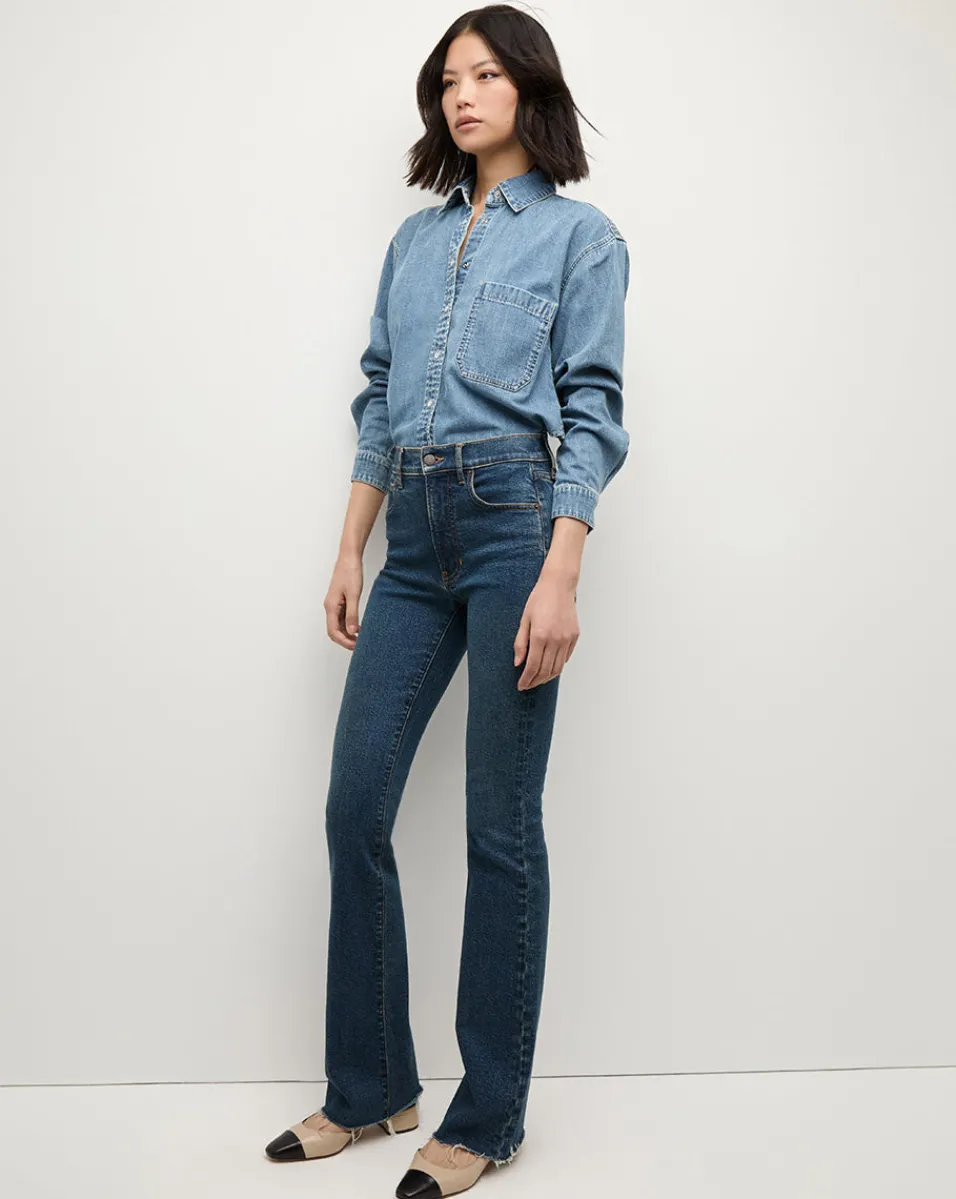 Veronica Beard Jeans|The Veronicas' Favorites*Cameron Bootcut Jean with Raw Hem in Dark Blue Denim Thriller