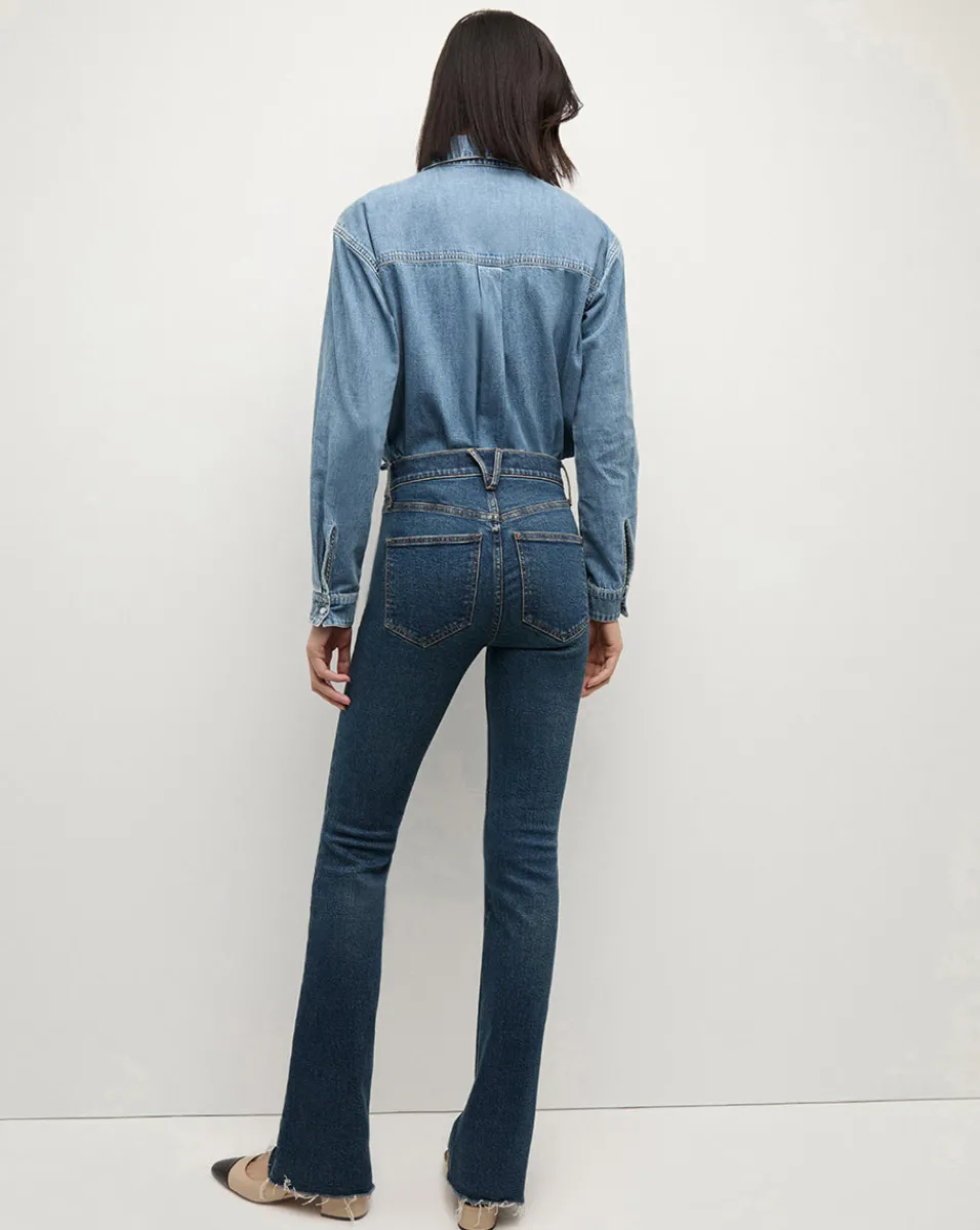 Veronica Beard Jeans|The Veronicas' Favorites*Cameron Bootcut Jean with Raw Hem in Dark Blue Denim Thriller