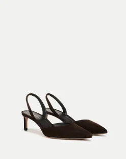 Veronica Beard Pumps|Party Dressing*Caroline Suede Slingback Pump in Dark Brown Espresso