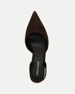 Veronica Beard Pumps|Party Dressing*Caroline Suede Slingback Pump in Dark Brown Espresso