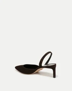 Veronica Beard Pumps|Party Dressing*Caroline Suede Slingback Pump in Dark Brown Espresso