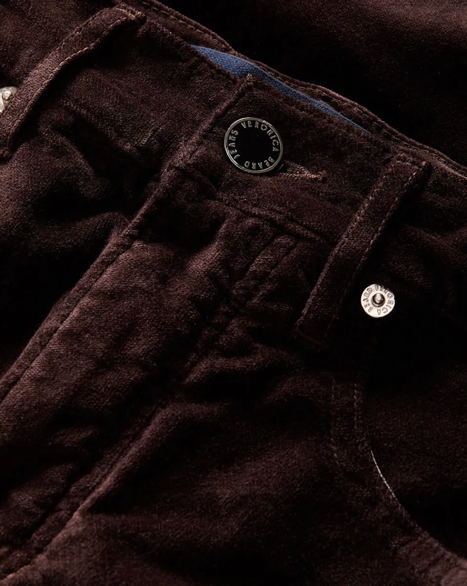 Veronica Beard Jeans*Carson Ankle Flare Velvet in Dark Chocolate DarkChocolate