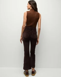 Veronica Beard Jeans*Carson Ankle Flare Velvet in Dark Chocolate DarkChocolate