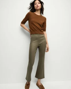 Veronica Beard Jeans*Carson Coated Off-Duty Kick-Flare Jean in Army High Gloss ArmyHighGloss