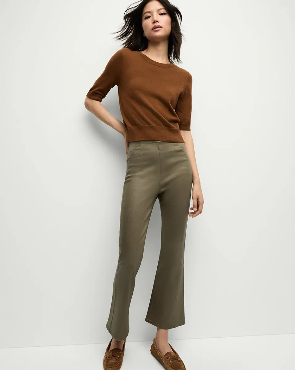 Veronica Beard Jeans*Carson Coated Off-Duty Kick-Flare Jean in Army High Gloss ArmyHighGloss